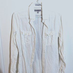 Express Linen Casual Button Down Shirt
